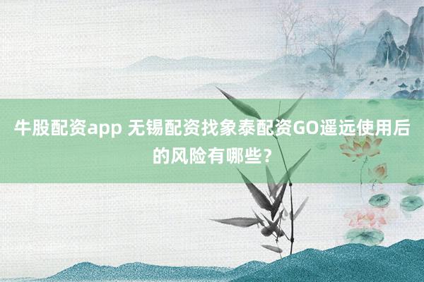 牛股配资app 无锡配资找象泰配资GO遥远使用后的风险有哪些？